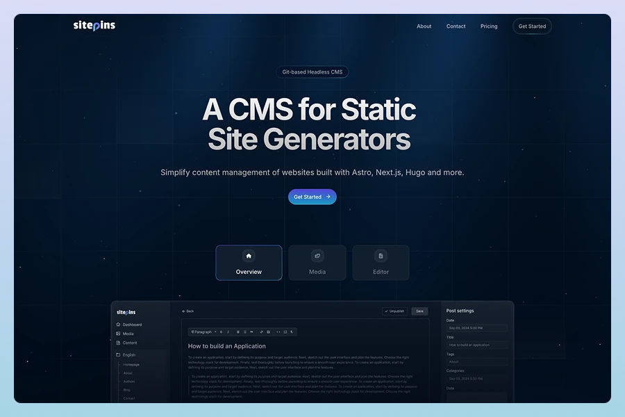 sitepins gitbased cms