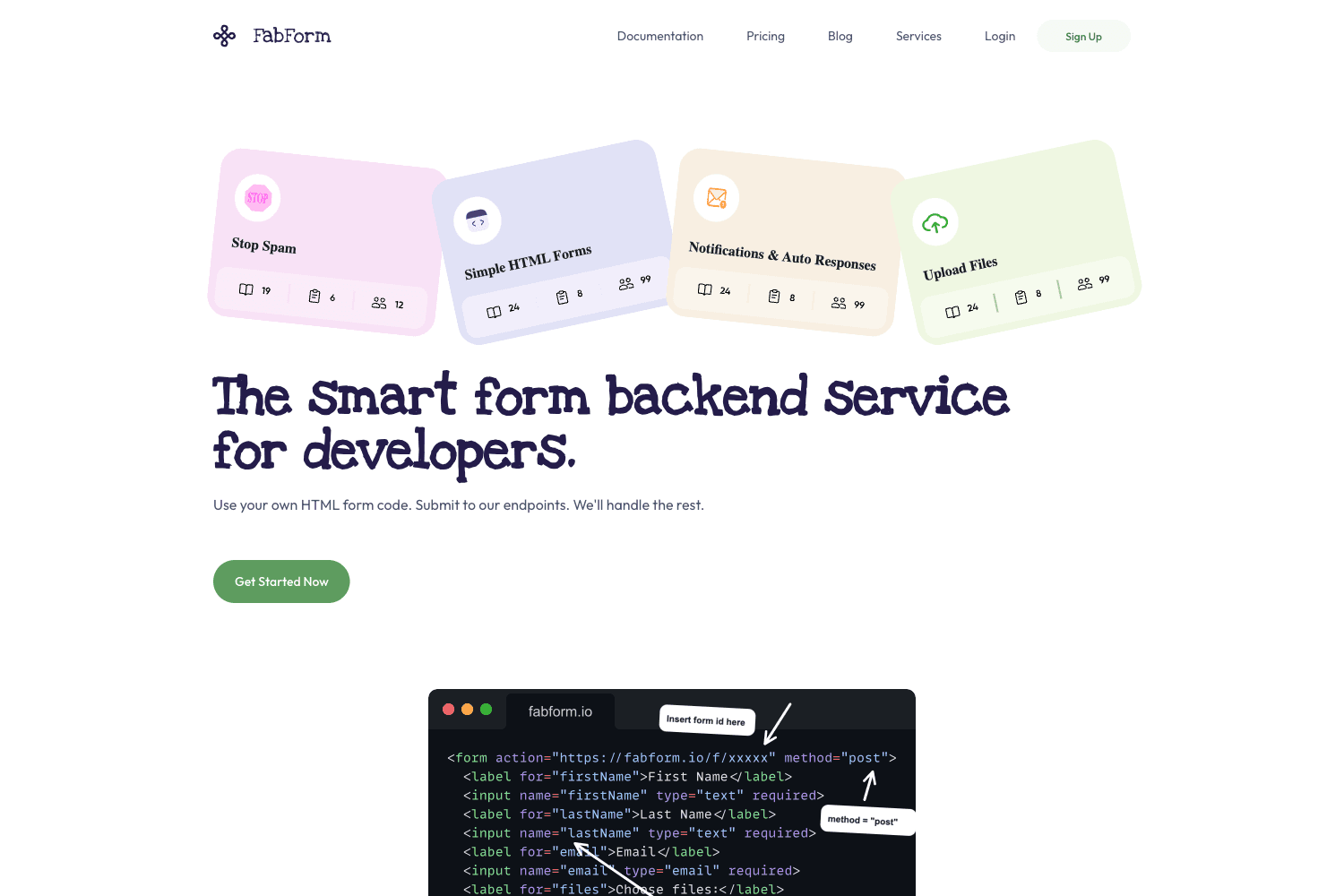 Fabform form backend service