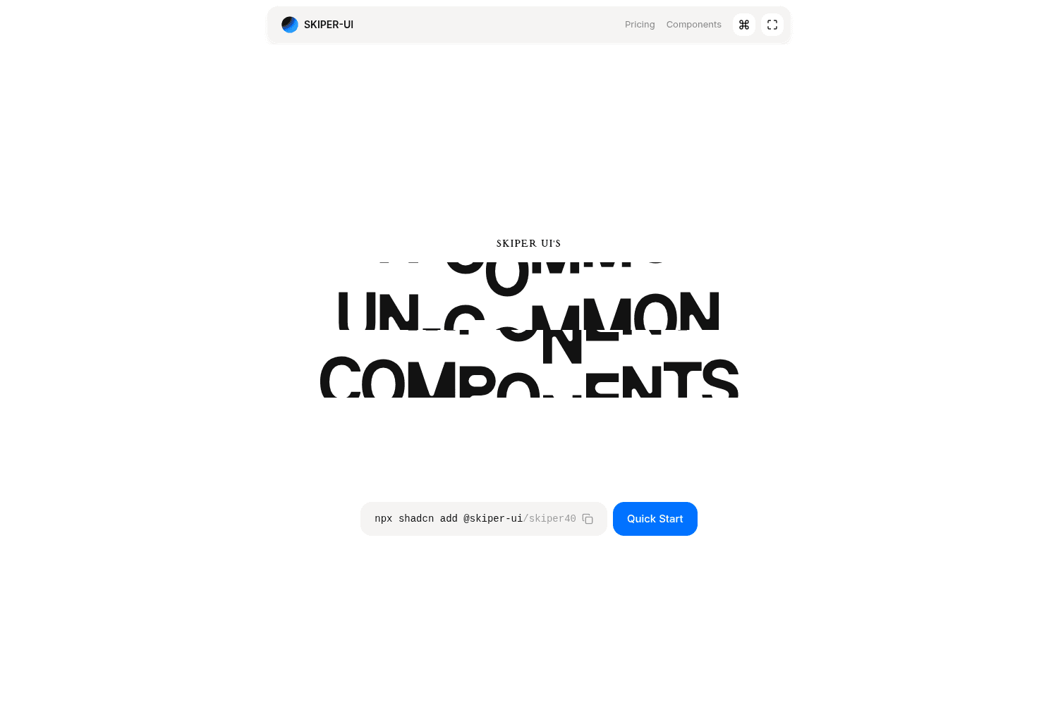 Skiper ui Un-common Components for shadcn/ui